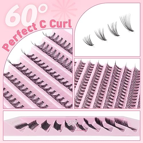 Parriparri Lash Extension Kit 200pcs DIY Individual Lashes with Bond and Seal and Lash Applicator C Curl Cluster Lashes Kit 20D False Eyelashes Extension for DIY at Home (20D-0.07C-8-16MIX KIT) - Image 4