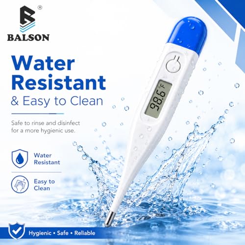 Image of BALSON Digital Thermometer for Adults & Kids - Fast & Accurate Oral Thermometer with Easy-to-Read LCD Display, Fever Alarm, Waterproof Tip & Auto Shut-Off