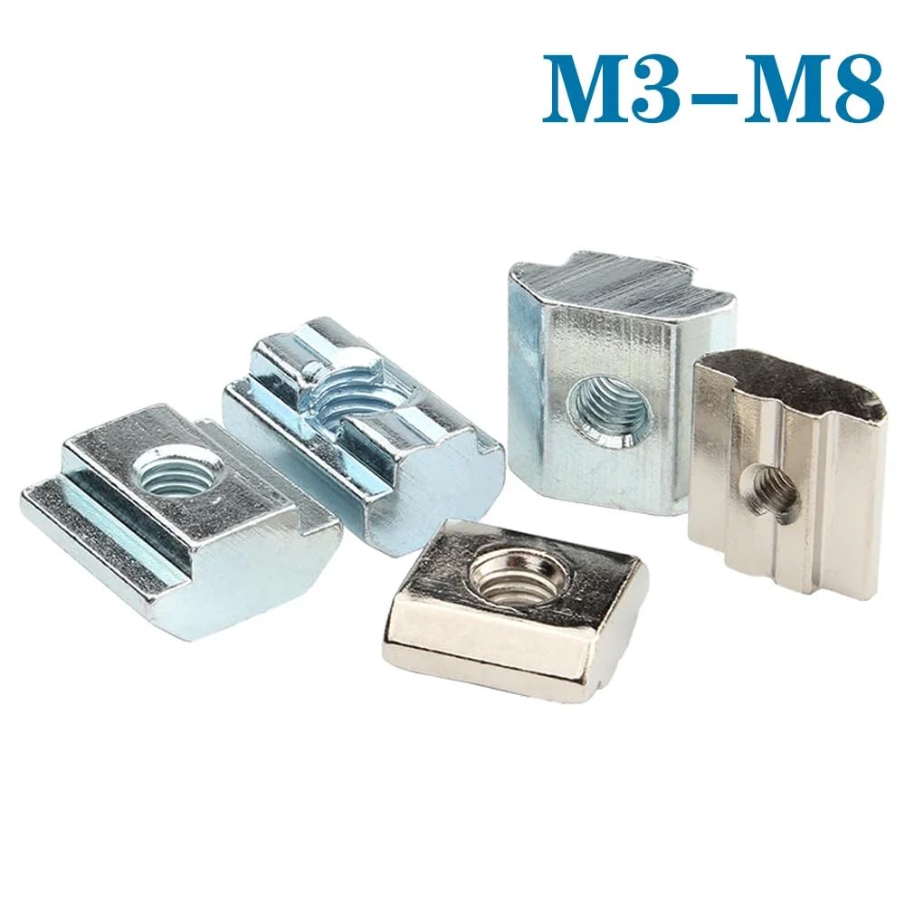 T Track Sliding Nut,10pcs Type M3 M4 M5 M6 M8 M10 Block Square Hammer for 2020 3030 4040 4545 Aluminum Profile Support Fixing(45 Series M5)