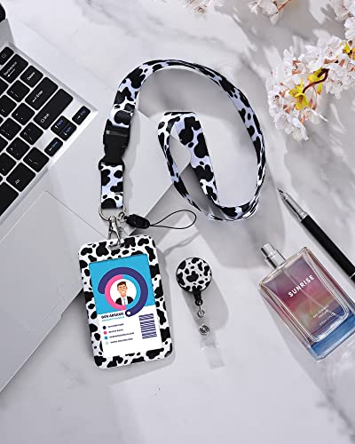Bghse Personalized Vertical Id Badge Holder With Detachable Neck Lanyard Strap, Lanyards For Id Badges For Women & Man, Sliding Cover Card Sleeve With Lanyard (Cow) #TOP5