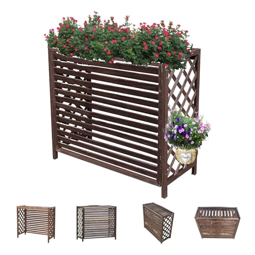 Support de fleurs pour climatiseur extérieur en bois ventilé - 2