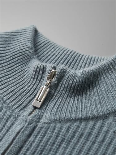 Men Thick Sweater Cashmere Long Sleeve Mock-Neck Sweaterzipper Cardigan Sweater Soft Warm Knitwear Sweater2