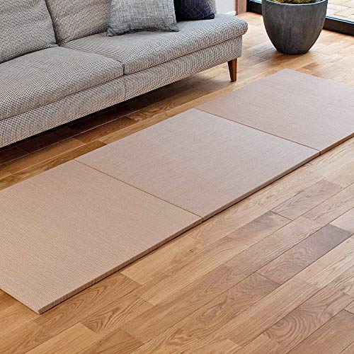 こうひん 縁なし 置き畳 ユニット畳 『プラス』 3枚セット 82×82cm 国産和紙製 カラー:ブラウン(ダイケン 健やかおもて) 柔らかめな踏み心地 厚さ2.5cmの【本格タイプ】 すべり止め付き 日本製