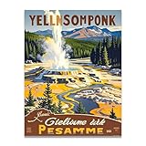 TNGHHSGA Reinterpretación De Poster Souvenir Años 51 Lienzos Vintage De GeologíA De Yellowstone - Texturas TipográFicas De PóSteres De Viaje 20x26cm