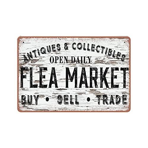 APILOT Vintage Metal Sign Flea Market Sign Modern Farmhouse Decor,tin