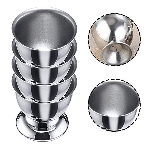 YANJINGHE 4 Stück Eierhalter Set, Eierhalter Geschirr, Eierbecher Aus Edelstahl, Eierbecher Halter, Eierbecher Eierhalter Edelstahl Soft Boiled Egg Cup Geschirr für Restaurant, Haus, Küche (Silber) – Bild 3