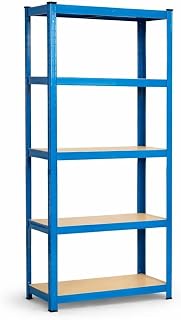 WSA 5-Tier Heavy Duty Shelves Metal Shelving Pack of 1 Adjustable Garage Storage Rack Boltless Steel Shelves Warehouse Organizer for Basement Pantry Blue (70.8" H x 35.4" W x 15.7" D)
