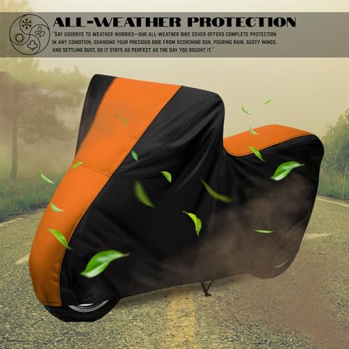 Image of All Weather Protection Two Wheeler Cover for Ather Energy 450 Apex, Scooter & Scooty | Anti Dust, 100% Water Resistance, Heat Resistant, UV Proof - Triple Stitched | (Black Top Orange)