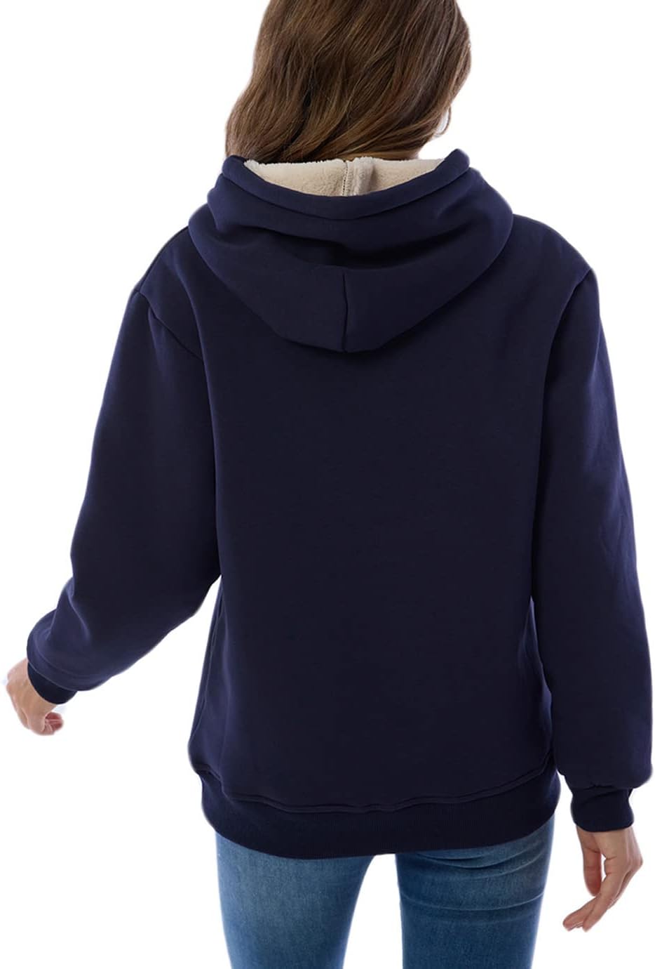Womens Hooded Sweatshirt Fleece Sherpa Lined Hoodies Winter Causal Loose Fit Pullover - Image 6