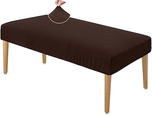 Funda protectora para banco de piano, de terciopelo elástico, grueso, rectangular, para sala de estar, dormitorio, cocina (tamaño mediano, gris)