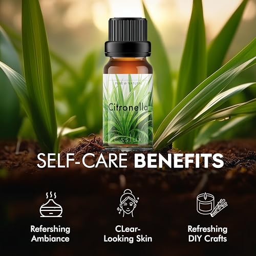 Image of Esslux Citronella Essential Oil - 100% Pure Natural Citronella Oil for Diffuser, Candle Making & Skin | Refreshing Aroma for Aromatherapy & Outdoor Protection - Perfect for DIY Projects - 60 ML