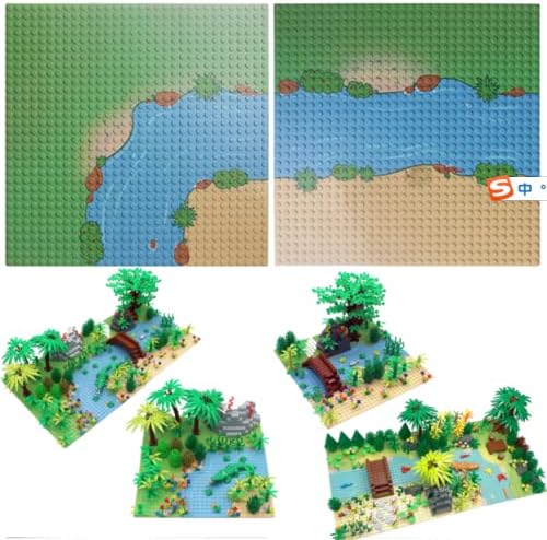 Miniatura 3 de MIUTRUE Baseplates - Bloque de construcción de ladrillo clásico de 10 x 10 pulgadas, diseño de campo de pastizal y río, juguete para caminos de la