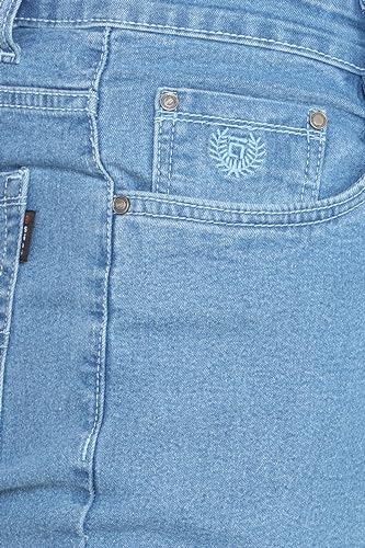 Image of a saba Men's Classic fit Light Blue Denim Jeans with Straight-Leg Plus-Size Design, Comfortable Durable Cotton Fabric, and Stylish Blue wash for Everyday wear.