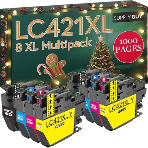 Supply Guy LC421XL Druckerpatronen kompatibel mit Brother LC421 LC421VAL Patronen passend für DCP-J1050DW DCP-J1140DW MFC-J1010DW Multipack 8 Tintenpatronen