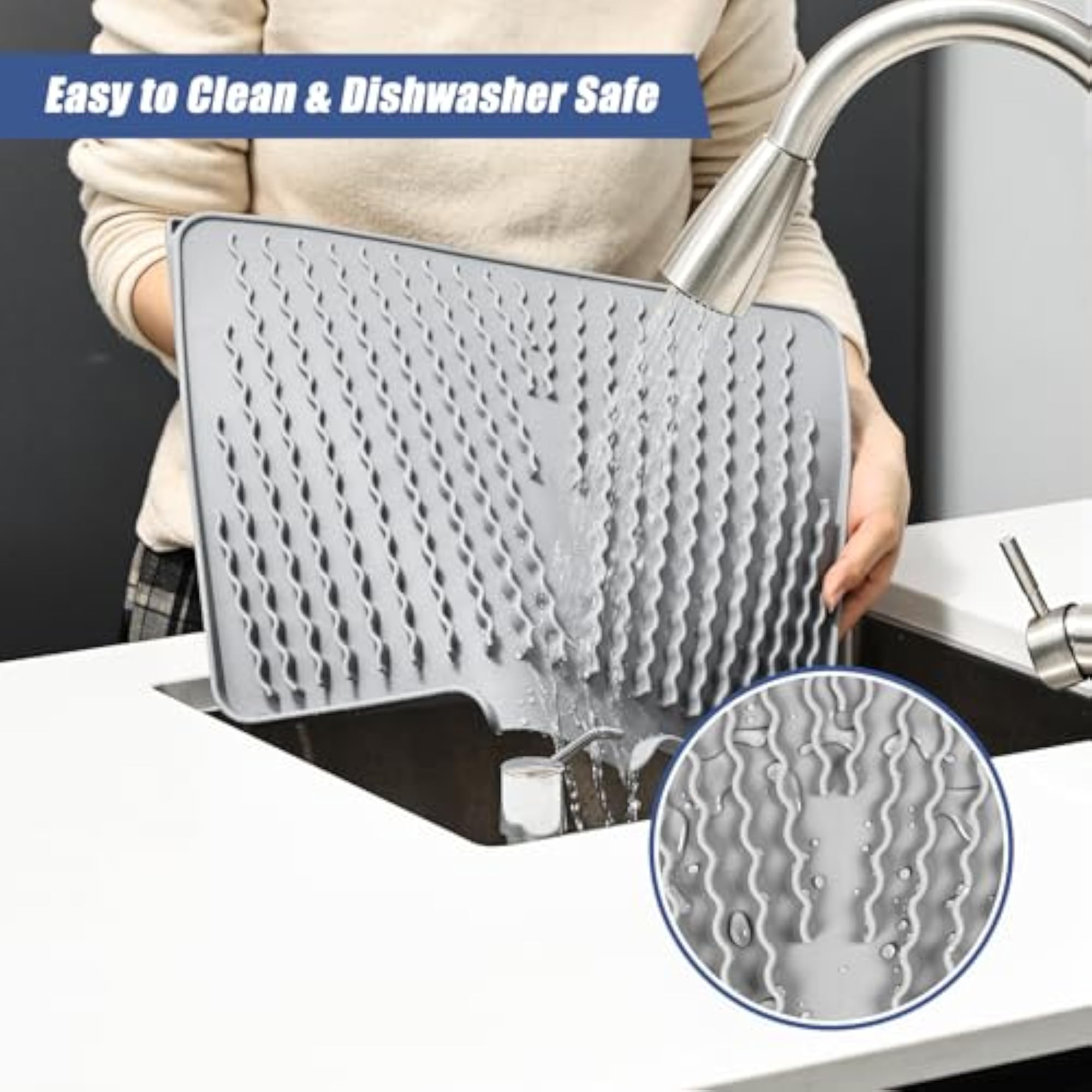 Silicone Dish Drying Mat for Kitchen Counter, Practical Kitchen Accessory