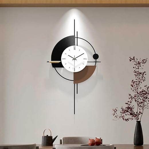 Modern Wall Clock for Living Room,Large Decorative Wall Clock,Digital Creative Silent Clock Battery Operated for Kitchen/Entryway/Bedroom/Office/Dinning Room Metal Wall Decor 18"X31"