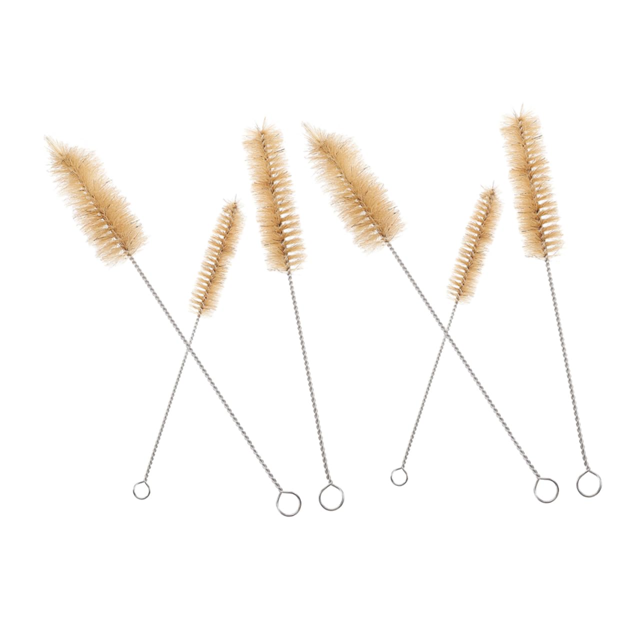 Cabilock 6pcs Beige Tube Pipe Brush Test Tube Brushes Bristle Pipe Cleaner Brush Tube Brush Stainless Steel