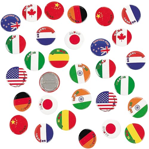 Lot de 48 mini boutons drapeaux du monde pour collectionneurs et couturiers