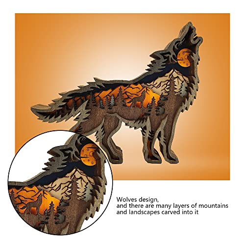 NA Wood Carving Wolf Ornament Howling Wolf Statue Wolf Gift for Living Room Decorative Home Accessories Desk Decoration - Image 4