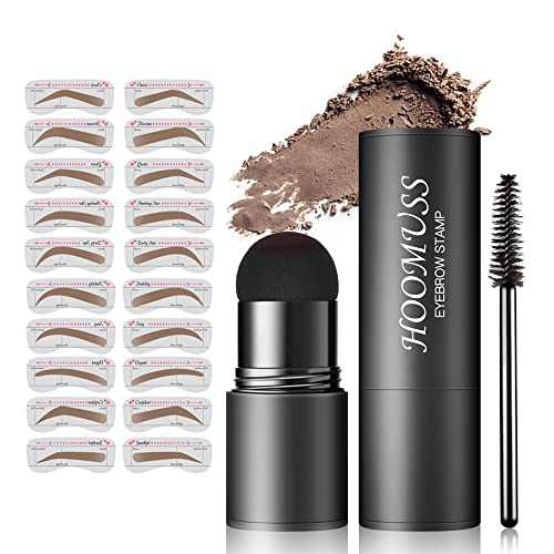 Eyebrow Stamp Stencil Kit - Brow Stamping Kit with 20 Eye Brow Stencils, Brows Stamp Eyebrow Stencils, Waterproof &Long Lasting (Light Brown)