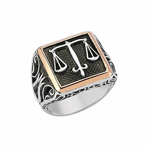 KAR 925K Stamped Sterling Silver Justice Sign Men's Ring I1E (10)