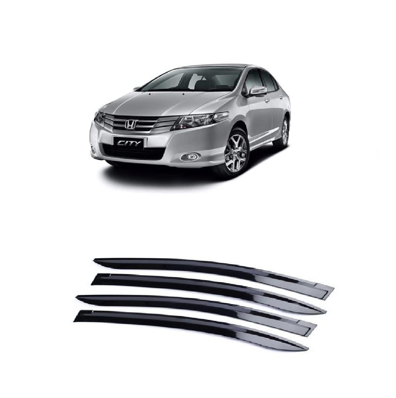 Car Window Door Visor Rain Guard Side Wind Deflector Compatible with City Ivtec (Set of 4)-image-8
