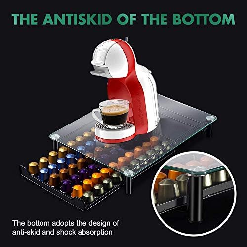 Masthome Coffee Pod Holder, 60 Dolce Gusto Pods Holders with Tempered Glass Top & Anti-Slip Feet, Capsules Organizer Storage Drawer Compatible with Tea K-Cup Pods - Send Cleaning Cloth