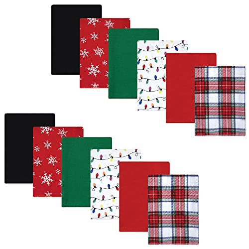 Image of Hudson Baby Unisex Baby Cotton Flannel Burp Cloths Bundle, White Tartan, One Size