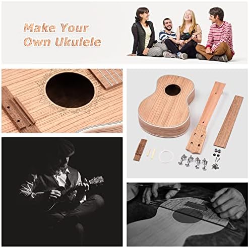 DIY Ukulele Kit, 26-Inch Tenor with Rosewood Fingerboard, Complete Wooden Assembly Set for Adults Musicians Leaners and Craft Enthusiasts