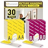 Summerbrite Picture Hanging Strips Heavy Duty 15 Pairs(30 Strips,XL),Damage Free Hanging Adhesive Strips,Mounting Tapes Removable,No Nails for Picture Photo Frames Hanger