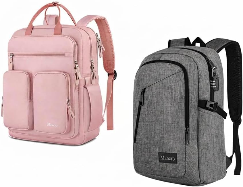 Mancro Laptop Backpack 15.6 inch & 17.3 inch 2 Set, Large Travel Laptop Backpack with Laptop Compartment