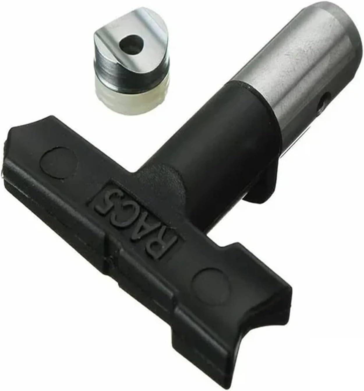 Black airless reversible nozzle, made of metal with stainless steel finish(615)