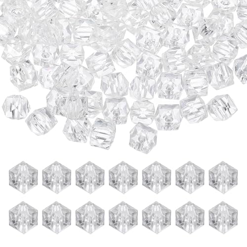 Image of PATIKIL 8mm Acrylic Cube Faceted Beads, 300 Pcs Square Diamond Beads Loose Spacer Beads for Jewelry Making Bracelet Necklace Earrings Wind Chimes Craft, White