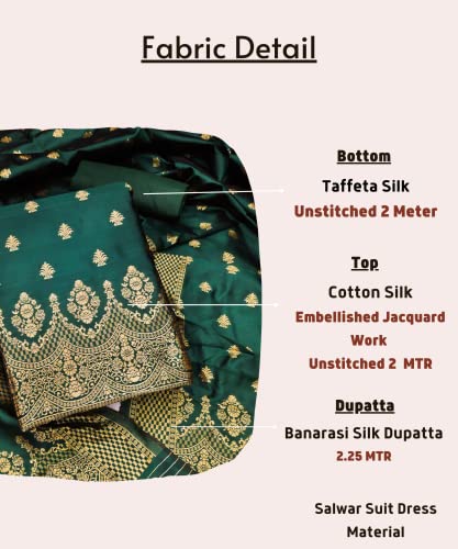 EthnicJunction Women's Banarasi Silk Unstitched Salwar Suit Dress Material With Dupatta