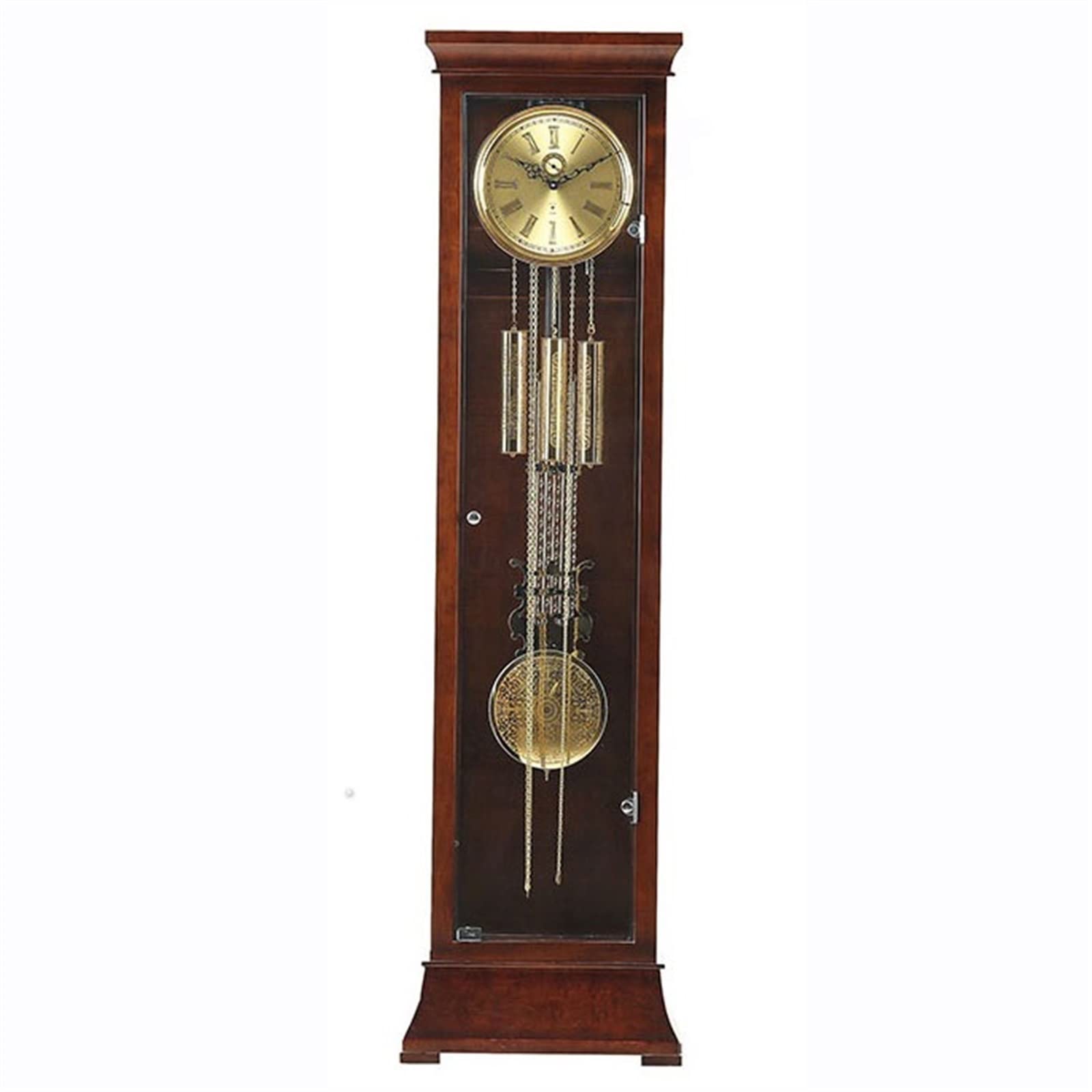 FZL02068LM Grandfather Vintage Floor Clock, Retro Lightly Distressed, Vertical Home Decor, Aged Nickel Finish Pendulum Standing clock