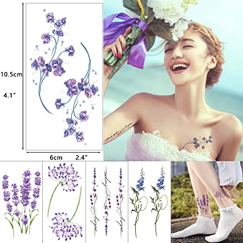 25 Sheets Small Temporary Tattoos, Flowers Ocean Animals Jellyfish Whale Hands Face Tattoo Sticker For Men Women, Leaves Body Art On Arm Neck Shoulder Clavicle Waterproof #TOP2