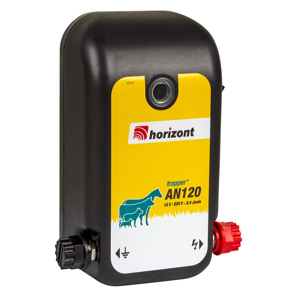 horizont Weidezaungerät 12V / 230V - trapper AN120 - für Einsteiger und Hobby-Farmer, Elektro Weidezaun, Weidezaun elektrisch, Elektrozaungerät, für kleine Zaunanlagen