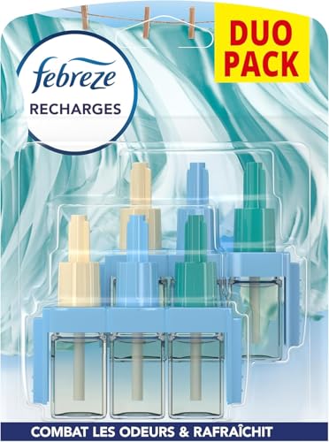 Febreze Recharges pour Diffuseur Électrique, Parfum Linge Frais, 2 recharges de 20ml, 3 Parfums en Alternance, Combat les Odeurs et Rafraîchit Jusqu'à 90...
