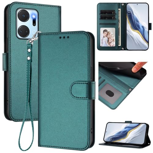 Pzwoxukhov Compatible with Honor X7A Case Cover,Compatible with Honor X7A Phone Case,Solid Color flip Shockproof Case Cover Green