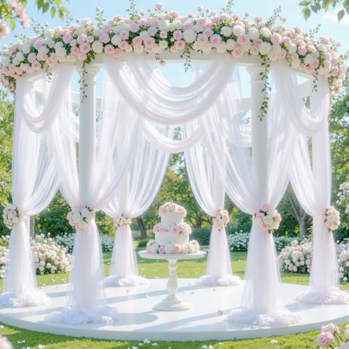 Tela Blanca para Arco de Boda de 4 Paneles 30"x19ft miniatura 3