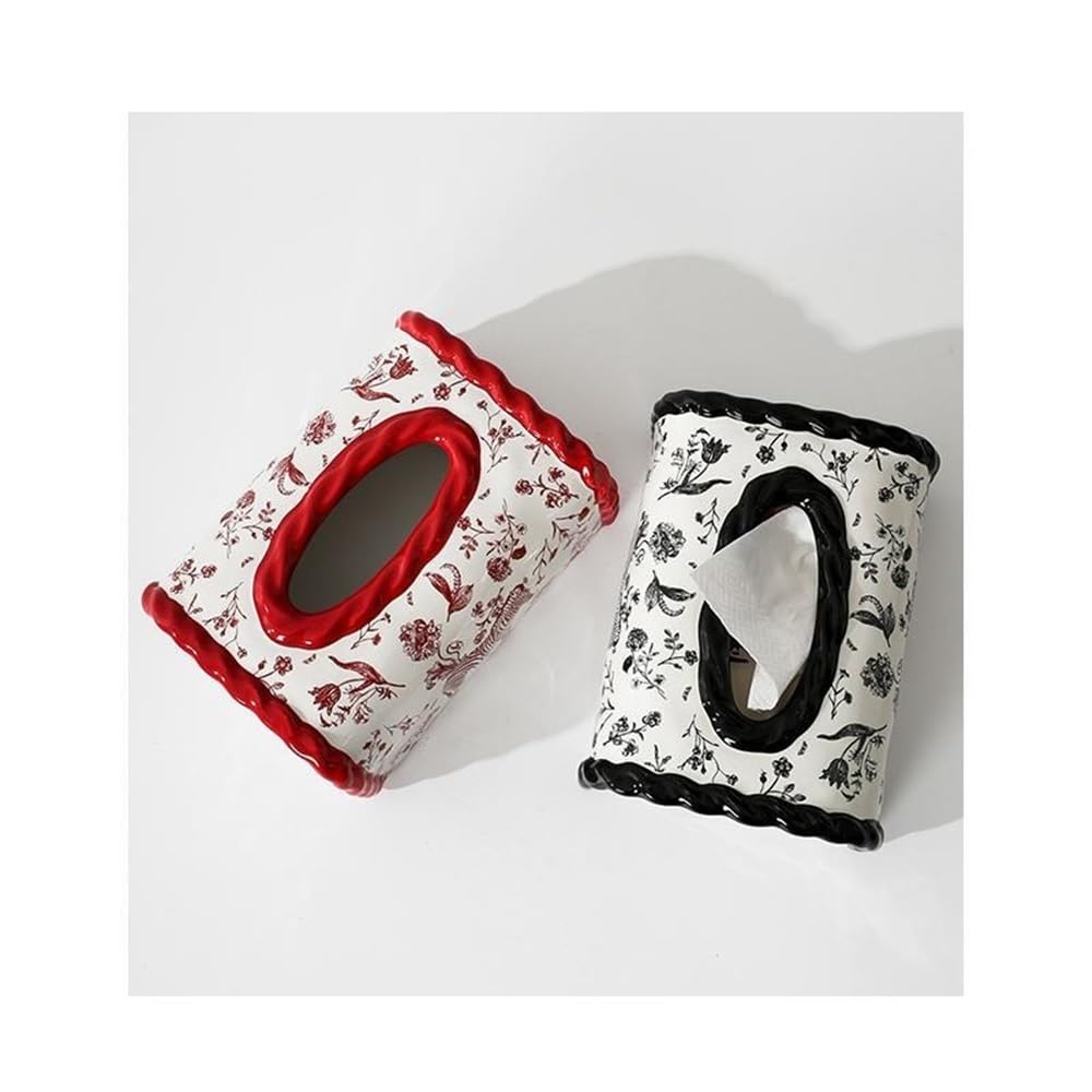 Ozdobne pudełko na chusteczki Kreatywny domowy ręcznik papierowy pudełko na salon kwadratowe ceramiczne szufladowe(Red)