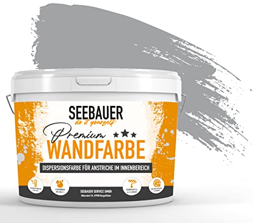 SEEBAUER diy® Wandfarbe Grau für Innen (No. 219 Grey Stone 300 ml)...