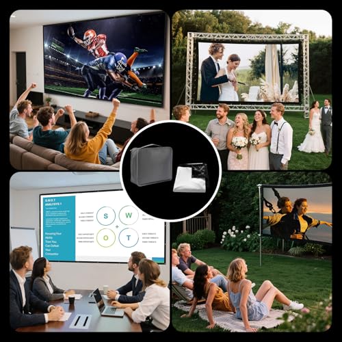 Projector Screen 100 Inch Outdoor: VOOPVOR Upgraded Black Backing Black Opaque - Portable Projection Screen Indoor - 16:9 Foldable Washable Wrinkle-Free for Home Theater Movies Cinema with Carry Bag - image 8