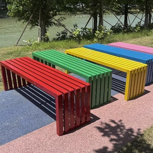 Galvanized Steel Outdoor Bench - Ergonomic 47in Patio Garden Seat with Right Angle Design for Lawn, Park, Yard - Durable Pink Metal Furniture