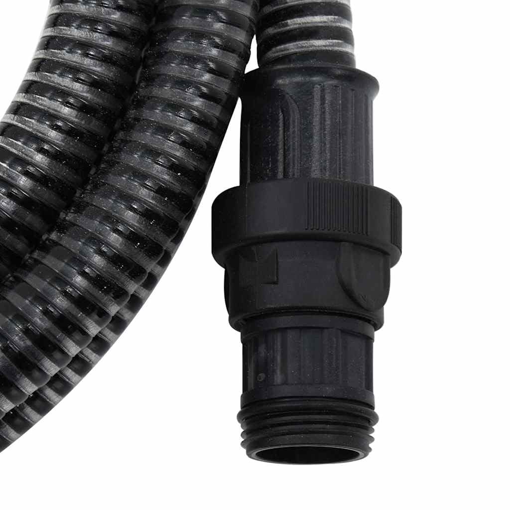 Manguera de aspiración negra con conectores de PVC de 1 pulgada y 10 m de longitud, manguera de agua flexible para riego de jardín y limpieza con diseño sin pliegues para terraza, balcón e