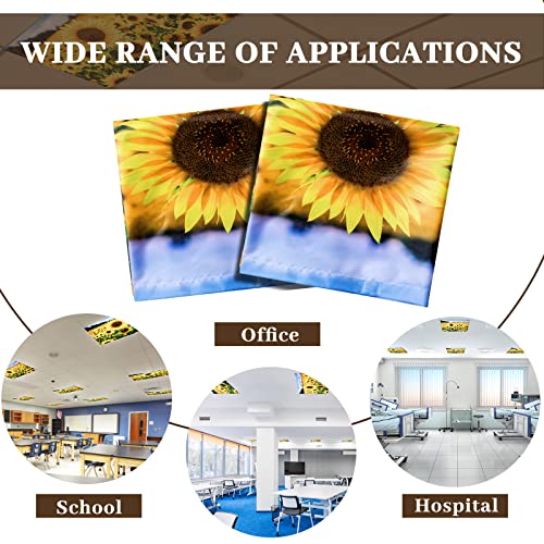 Image of Hortsun 4 Pack 4 x 2 Feet Fluorescent Light Covers, Magnetic Light Filters for Classroom Ceiling, Decorative Lights Shade for Office Home Hospital(Sunflower)