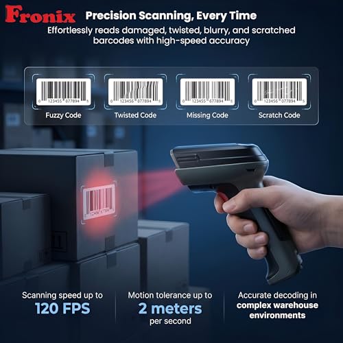 Image of 1800W Wireless 2D & 1D Barcode Scanner Bluetooth 5.0 & 2.4G QR Code Reader, CMOS Sensor, TFT Color Screen, Auto Induction Scanning, 2 Year Warranty