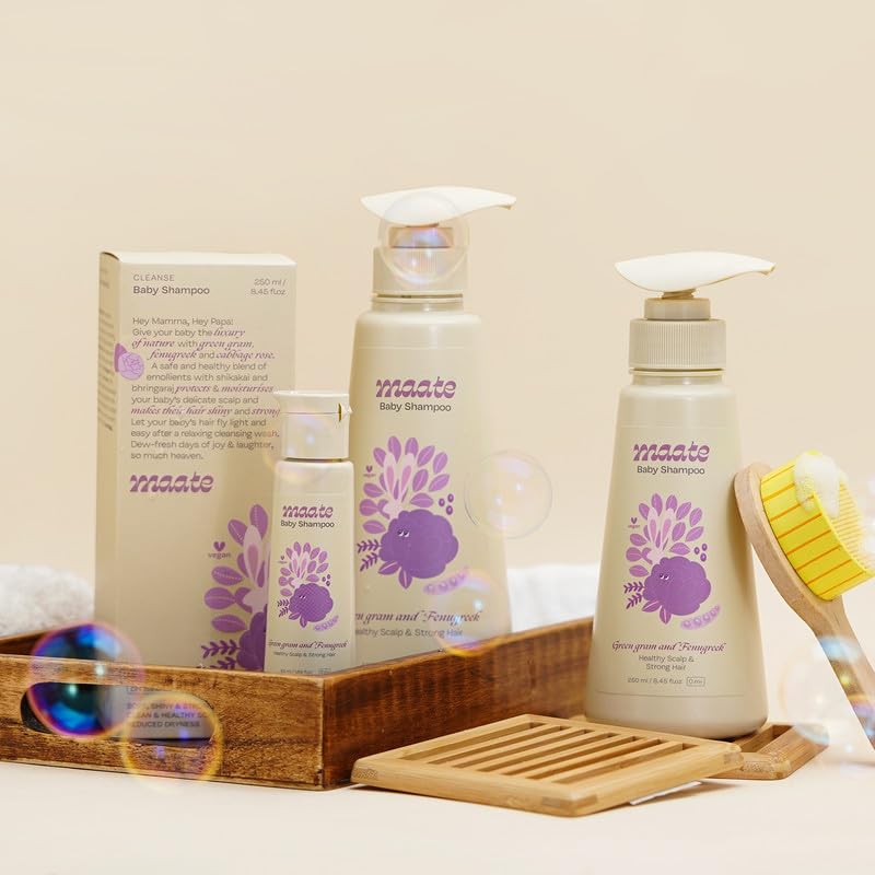 Maate Baby Gentle Wash Combo Pack for Kids | Baby Body Wash & Shampoo (400ml each) | Tear-free formula | Natural & Vegan | Paraben & Sulphate-Free Head to Toe Wash | Perfect for baby's sensitive skin 3