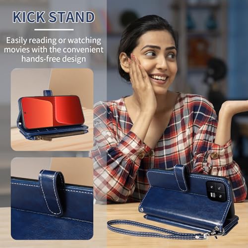 Coque en cuir PU premium bleu pour Xiaomi 13 5G étui à clapet