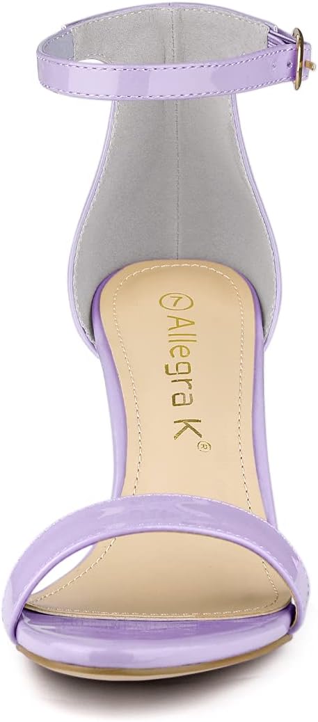 Allegra K Women's Ankle Strap Open Toe Stiletto Heels Purple Sandals 10 M US - Image 2